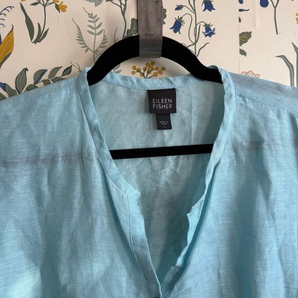 Eileen Fisher Linen Silk Long Sleeve Tunic Pullover - Picture 2 of 3